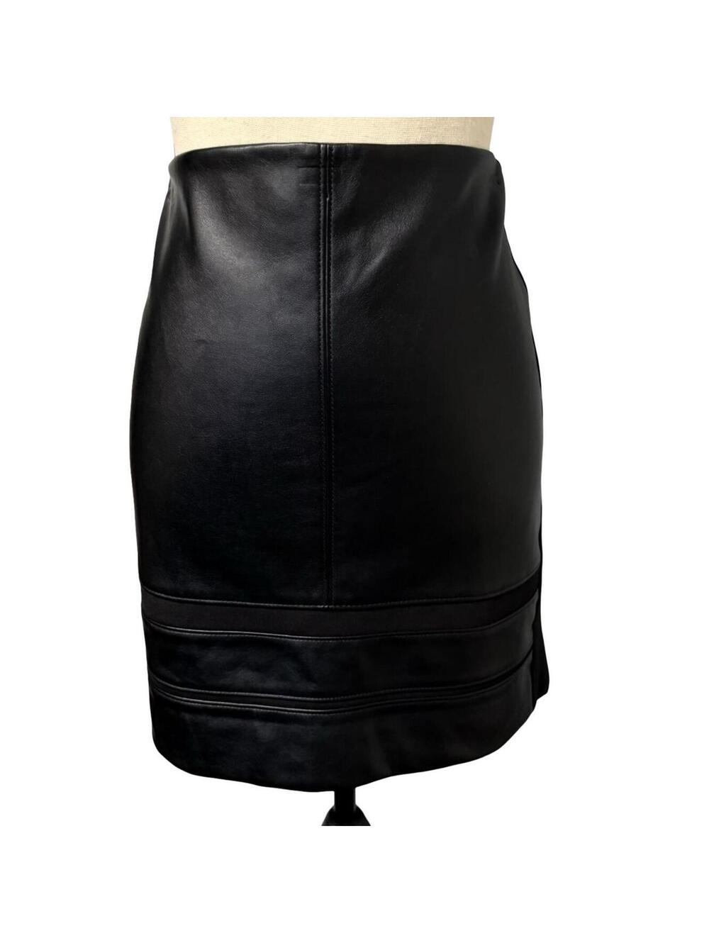 White House Black Market Black Faux Leather Skirt - Size 10